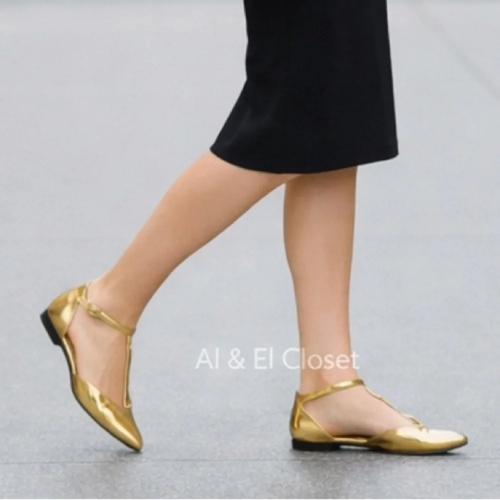 Worthington Kendie Metallic Gold Pointed Toe Women’s Flats Sz 8.5M New With Tag - Picture 1 of 9